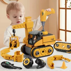 Kids Car Toy Engineer Vehicle Electric Drill Tool Toys Match Children Educational Assemble Set Tools For Boys Nut Building Gift