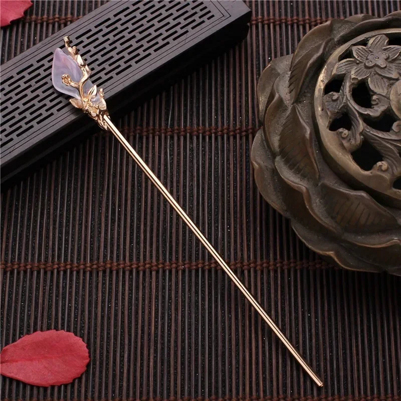 Vintage Chinese Style Hanfu Hair Stick Women Metal Glaze Hair Fork Chopsticks Hairpin Woman Jewelry Hair Clip Accessories