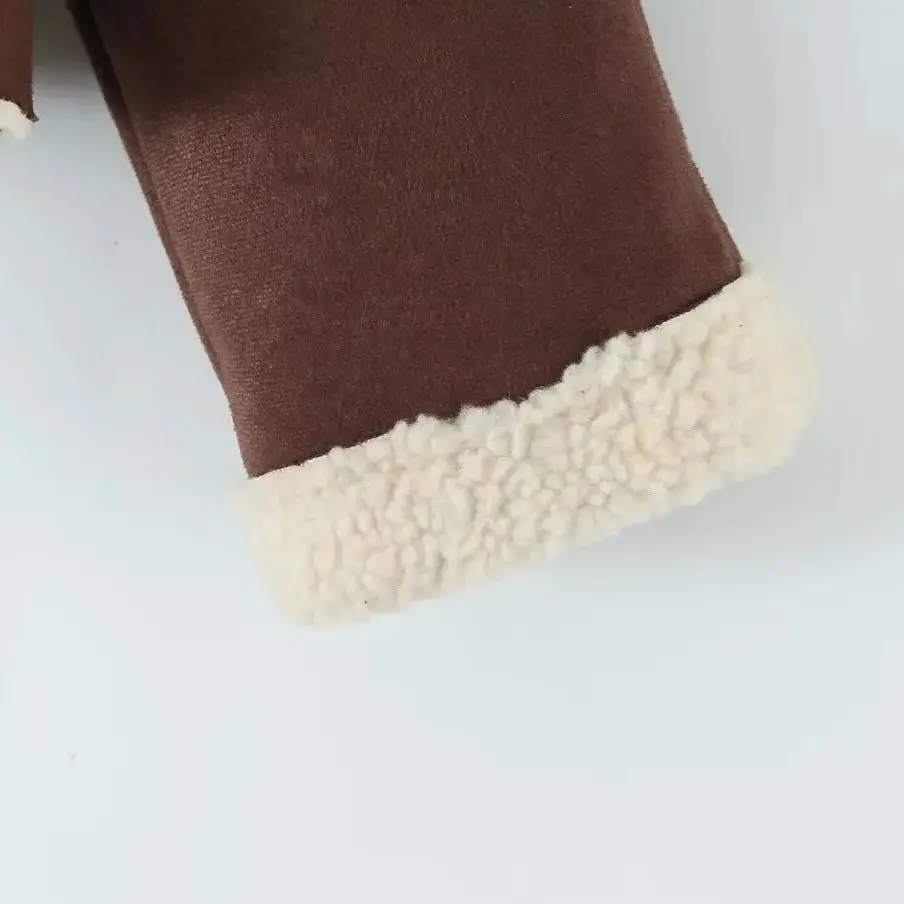 เสื้อแจ็คเก็ตผู้หญิงแฟชั่นสไตล์ยุโรปและอเมริกา ประจำปี 2025 รุ่นใหม่สำหรับฤดูหนาว ทำจากหนังกลับ คอสูง แขนยาว สไตล์เรโทร เสื้อคลุมตัวนอก