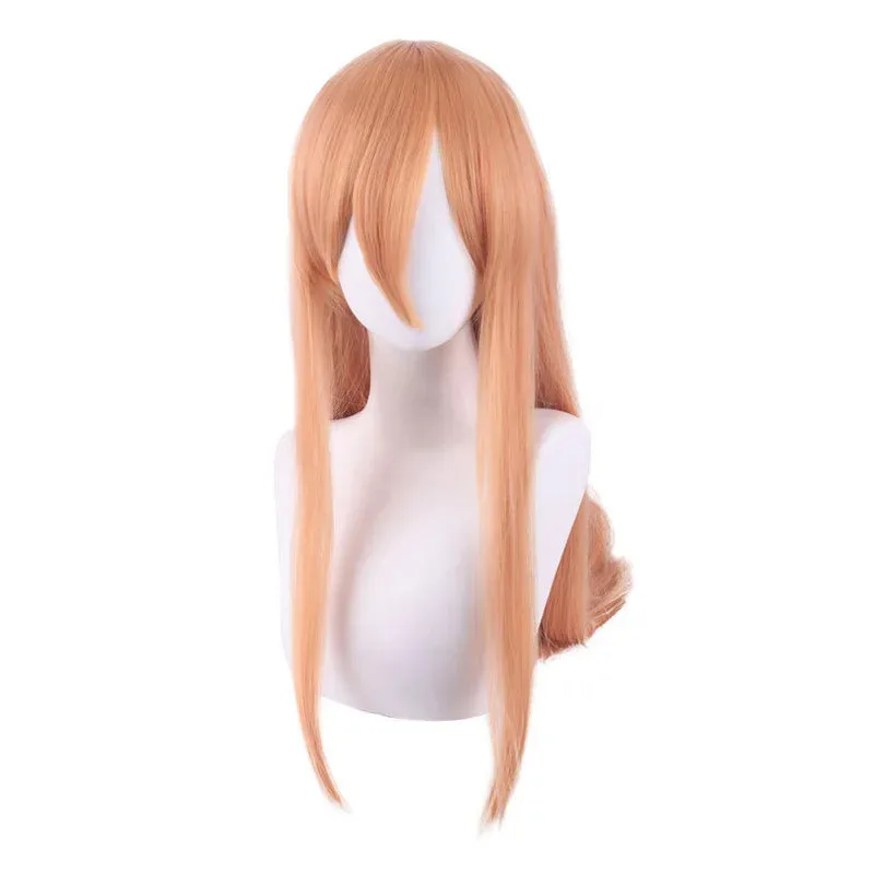 Motosierra hombre Power Cosplay peluca naranja sintética larga recta peluca Anime Coser linda chica peluca de alta calidad fiesta de Halloween