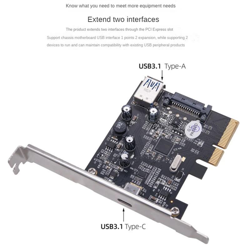 Scheda di espansione PCI-E Top-USB3.1 PCI-E Express 4X a USB 3.1 Gen 2 Scheda di espansione a 2 porte da 10 Gbps Chipset ASM1142 per PC portatile