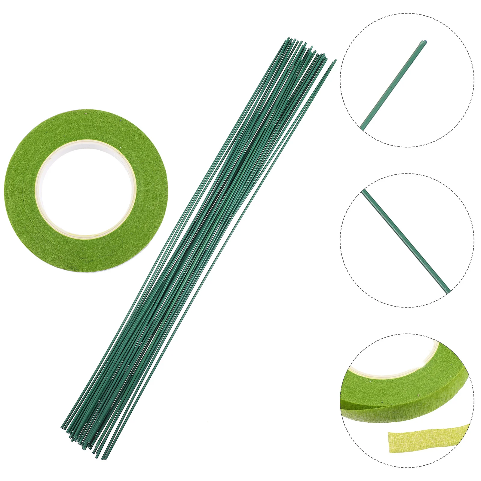 30 Pcs Flower Stem Safe Floral Wire Green Stub Wires Manual Handmade Adhesive Tape Making Craft Flowers Flexible