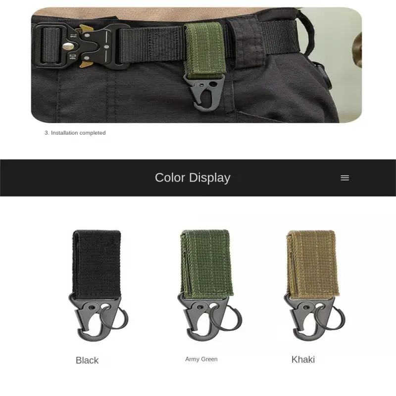 2pcs Hanging Buckle Molle Nylon Webbing Carabiner Belt Triangle Keychain for Outdoor Climbing Camping Tool Accessory
