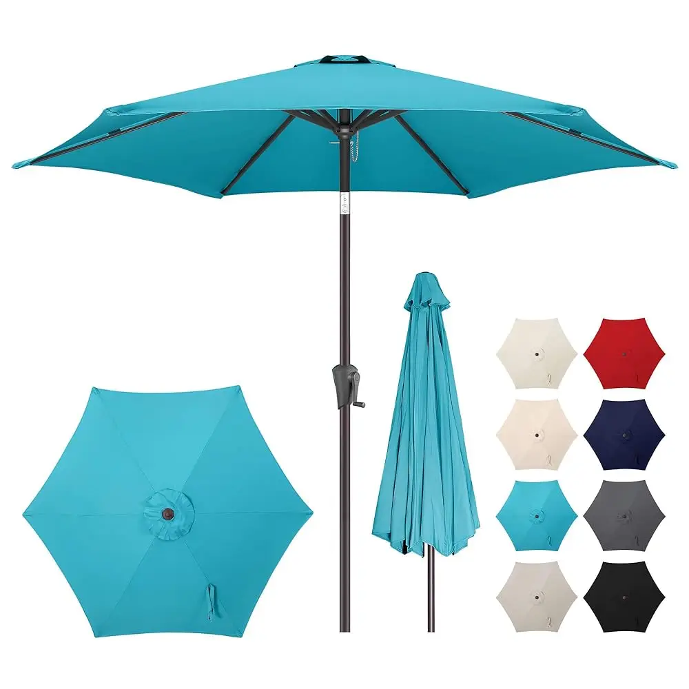 

9Ft Outdoor Patio Umbrella - Table Umbrella Waterprool Uv Protection, Sombrillas De Patio With Push Button Tilt&Crank, Sun