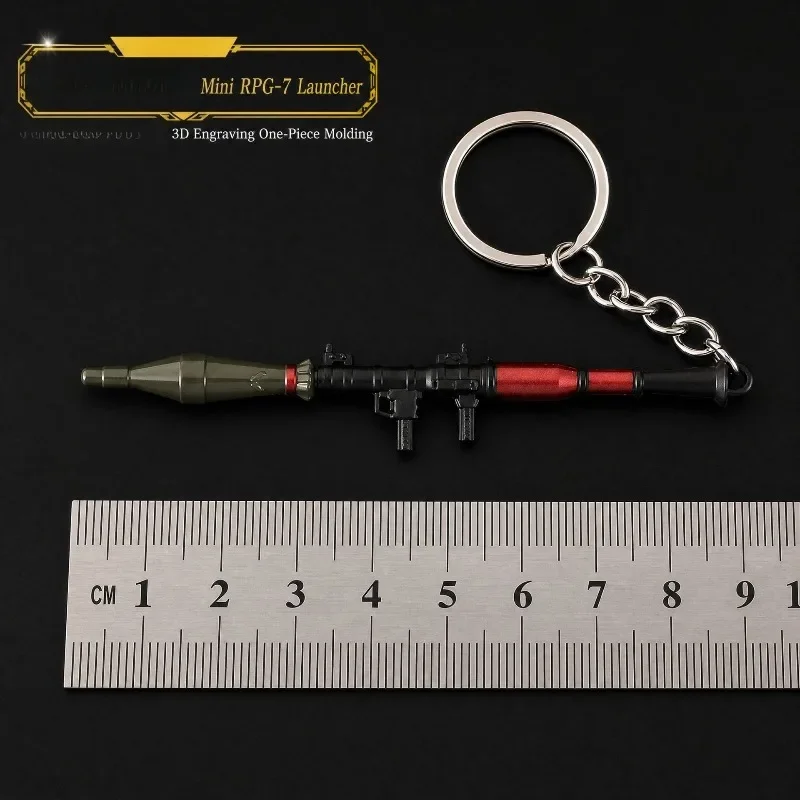 Zinklegierung Mini-Gewehrmodell Schlüsselanhänger AK47 Spiel-Zubehör Ornament Replik Tragbares RPG-Modell Militärfans Dekoration Geschenke – Detail 4