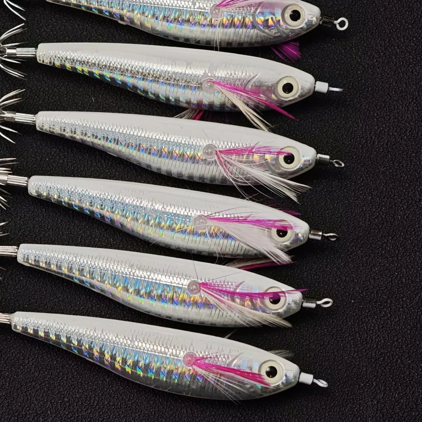 6-teiliges horizontales Egi-Set, 10,5 cm, leuchtender Tintenfisch-Jig, Egi, großes Oktopus-Angelzubehör, Meeressepien-Simulations-Garnelenköder, UV-Garnelen – Detail 3