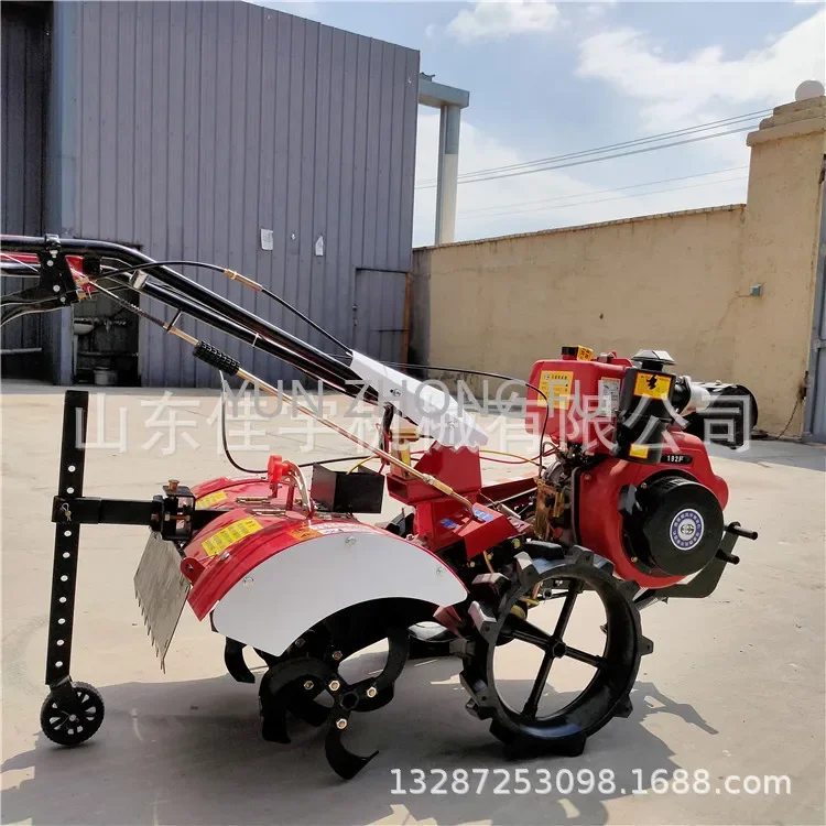 Diesel Rotary Tiller Small Furrow Weeding and Fertilization Machine Micro Tiller New Four-wheel Drive Gasoline