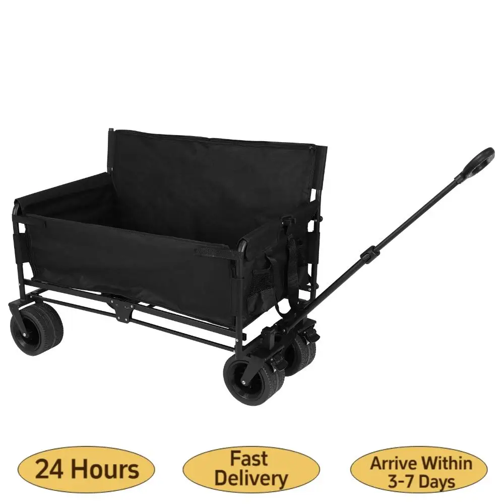 

Тележка хозяйственная усиленная 40 дюймов, грузоподъемность 120 кг, пляжная тележка на колесах для кемпинга, спорта и активного отдыха, черная