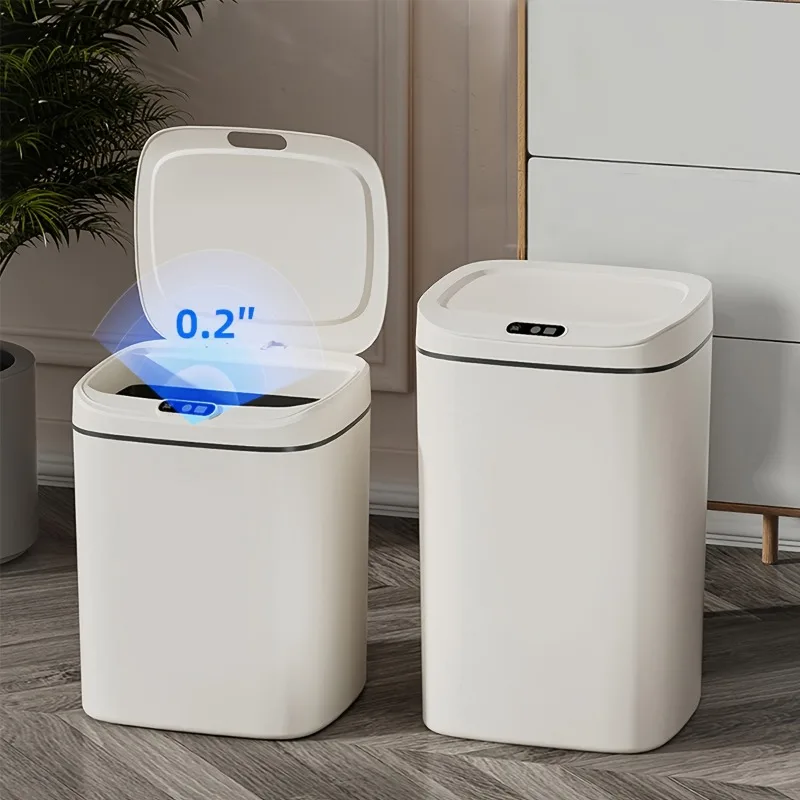 Smart Trash Can for Home Bedroom Kitchen Bathroom Dormitory High-looking Fully Automatic Induction Milky White Trash Can