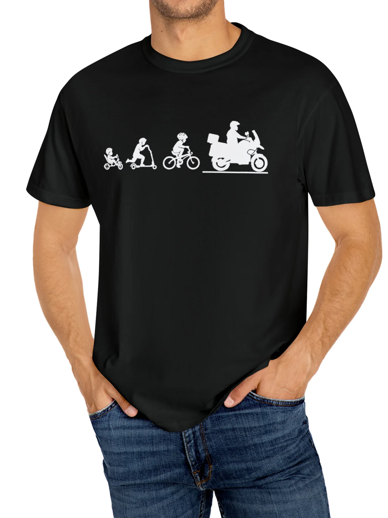 T-shirt d'été pour hommes, 100% coton, mode loisirs, motif croissance/évolution imprimé, ample, sport, col rond, manches courtes