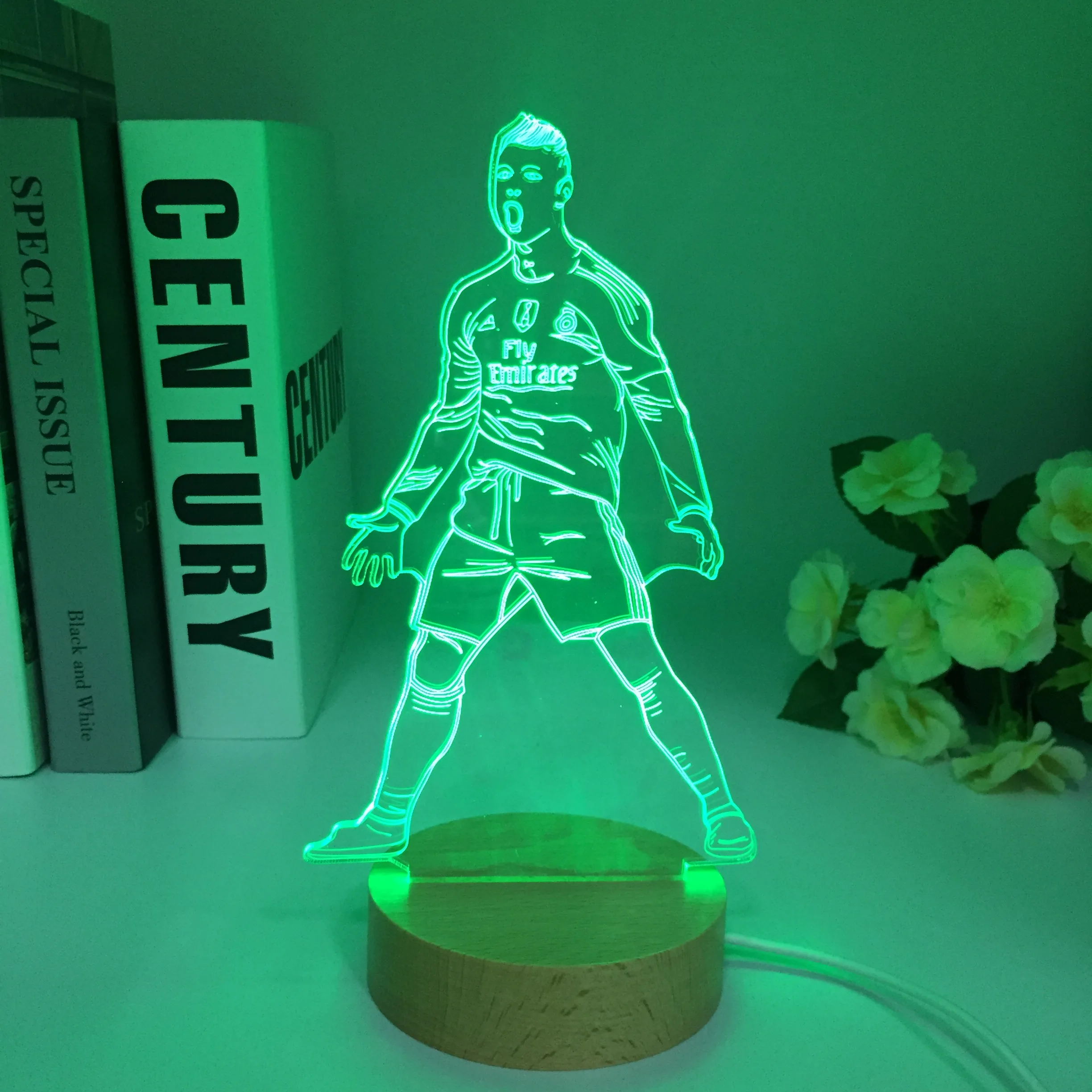 Novelty Football Players 3D Visual Night Light Skating Sports LED Desk Lamp Office Desktop Decoration Holiday Gift for Friend