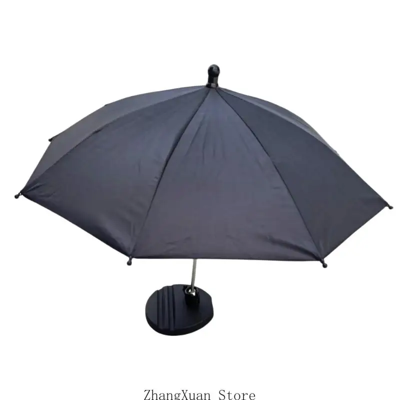 Mini Outdoor Shade Cover for Tabletop Drinks and Phones, Round Base and Fabric Top for Poolside Tables, Beach Stops and Camp