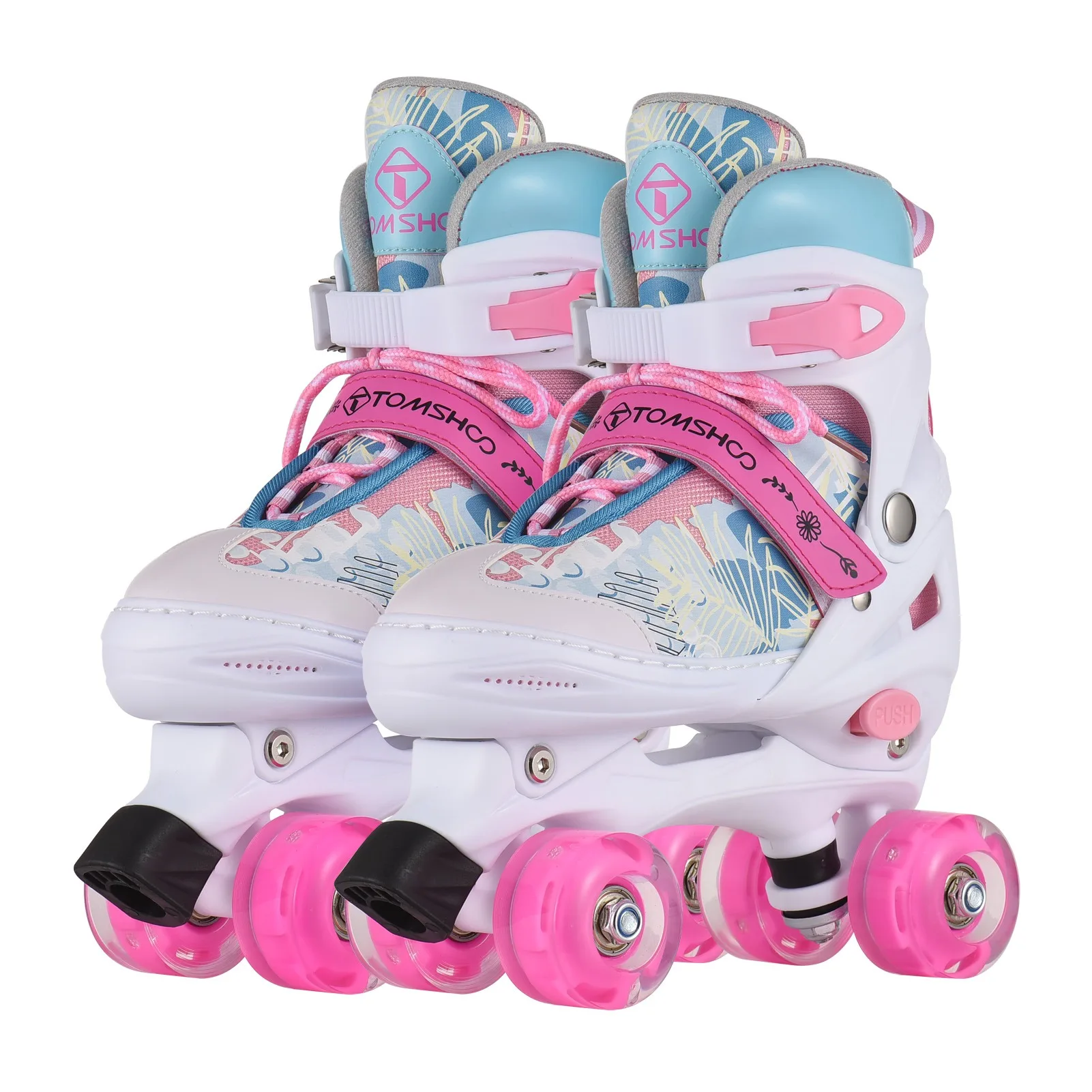 Patins à roulettes pour enfants pour filles et garçons, chaussures de patins à roulettes réglables de 4 tailles pour enfants, roues lumineuses LED lumineuses