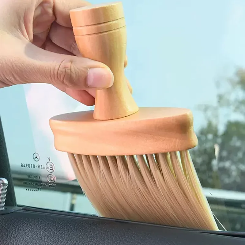 Herramientas de limpieza de interior de coche, cepillos de limpieza multifunción, cepillos de lavado de coche, eliminación de polvo de hueco de teclado, cepillos de madera maciza