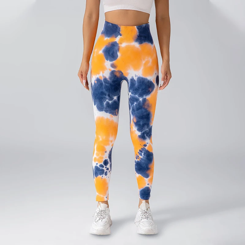 4 Colors Hand-painted Yoga Leggings Women Fitness High Waist Slim Pants Sports Leggings Gym Athletic Quick Dry Jogging Workout