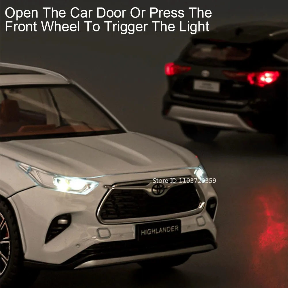 Maßstab 1:24 Highlander RAV4 Spielzeugmodell Miniaturautos Legierung Druckguss Sound Licht Türen geöffnet Zurückziehen Stoßdämpfung Jungen Geschenke – Detail 9