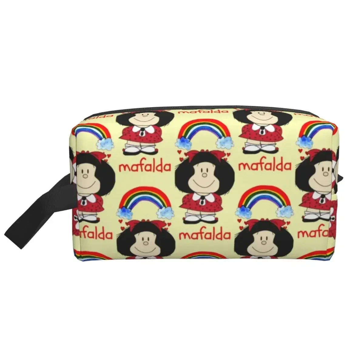 

Custom Quino Mafaldas Rainbow Travel Cosmetic Bag for Women Argentine Makeup Toiletry Organizer Lady Beauty Storage Dopp Kit