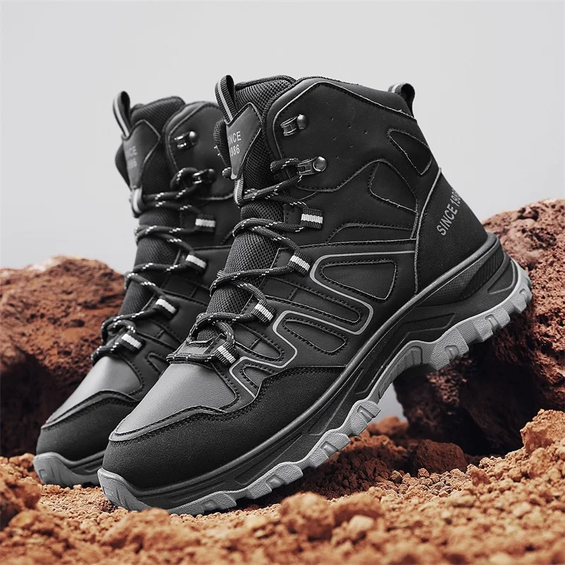 Autumn Winter Men Shoes High Cut Workwear Boots Anti Slip Hiking Boots Trendy Shoes Versatile Casual British Style Hiking Boots