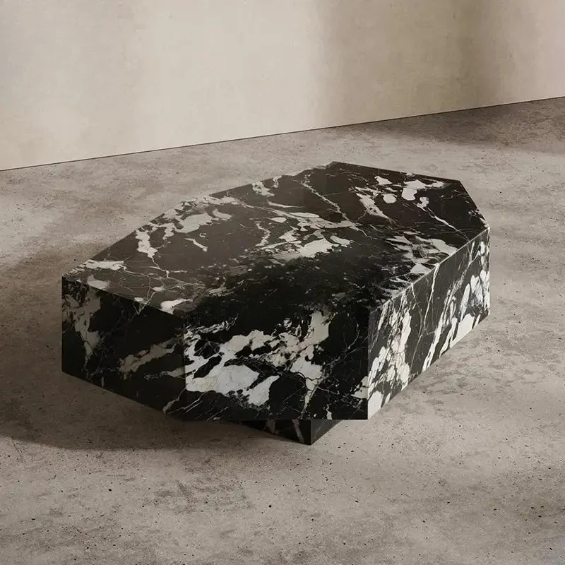

Italian minimalist natural black marble coffee table designer living room sofa coffee table