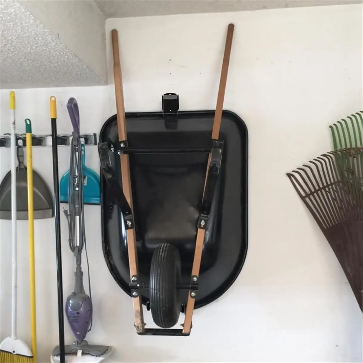 BHBL Wheelbarrow Storage Bracket - 90 Lbs Capacity, Heavy Duty Storage Hook for Most Wheelbarrows Designs