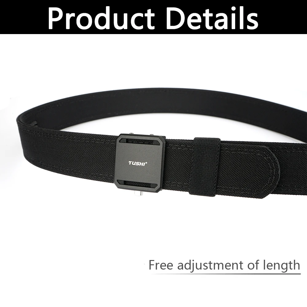 TUSHI Neuer robuster taktischer Gürtel für Herren, Metall-Automatikschnalle, IPSC-Waffengürtel, 1100D-Nylon, Militärgürtel, Outdoor-Sportgürtel für Herren – Detail 9