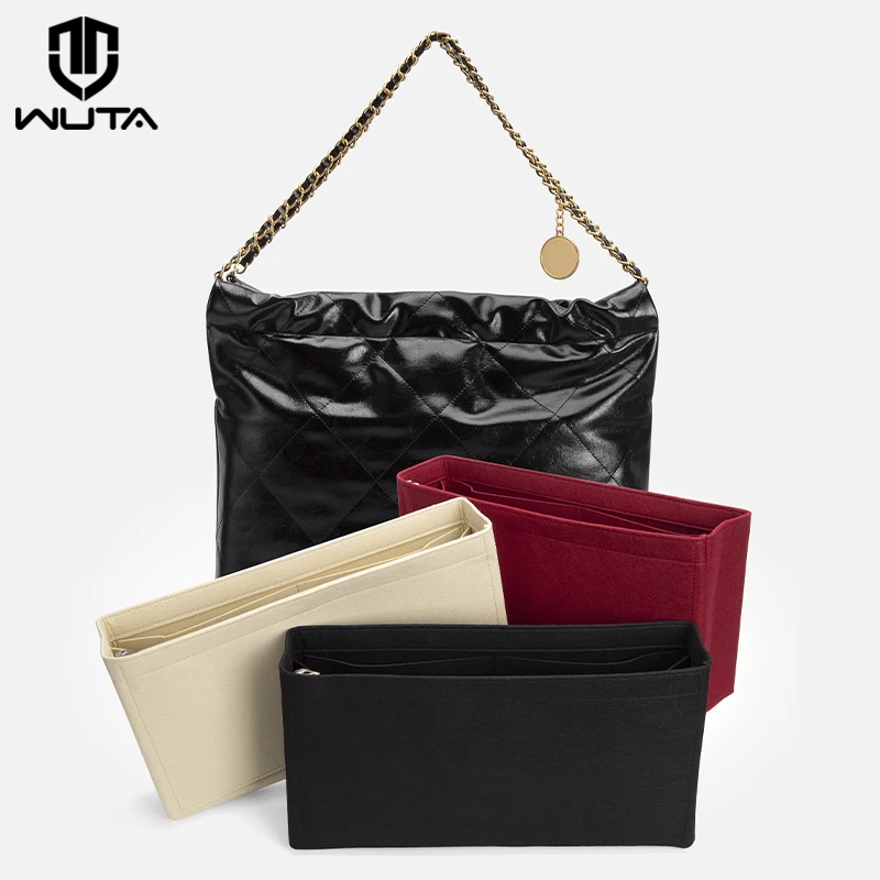 WUTA Felt Insert Bag Organizer For Chanel 22Bag Handbag Liner Bag Support Travel Portable Purse Insert With Zipper Makeup Bags