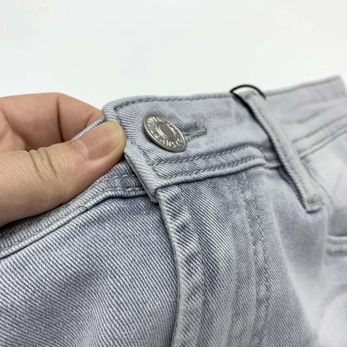 15oz Nice Light Gray Jeans for Men Vintage Heavy Washed Distressed Denim European American Simple Loose Straight Amekaji Pants