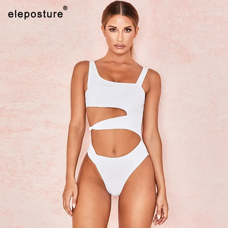 Sexy White One Piece Swimsuit Women Cut Out Swimwear Push Up Bathing Suits Beach Wear Swimming Suit For Women