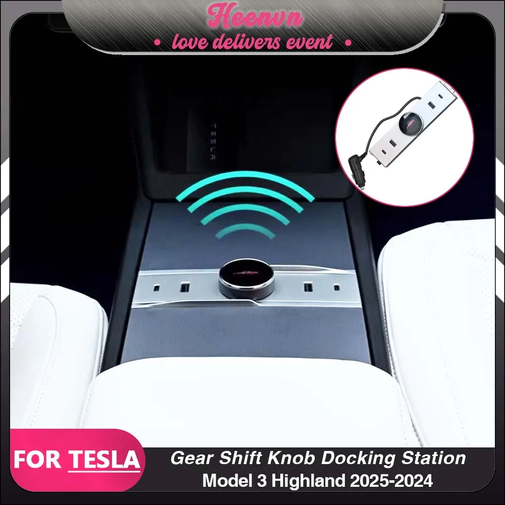 

ЖК-дисплей переключения передач для Tesla Model 3 Highland 2024, многофункциональная док-станция с быстрой зарядкой USB Type-C