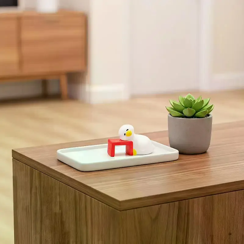 7Pcs Cute Lazy Duck Mini Resin Figurines Adorable Cartoon Design Multiple Poses For Desktop Decor Fairy Garden Home Ornaments