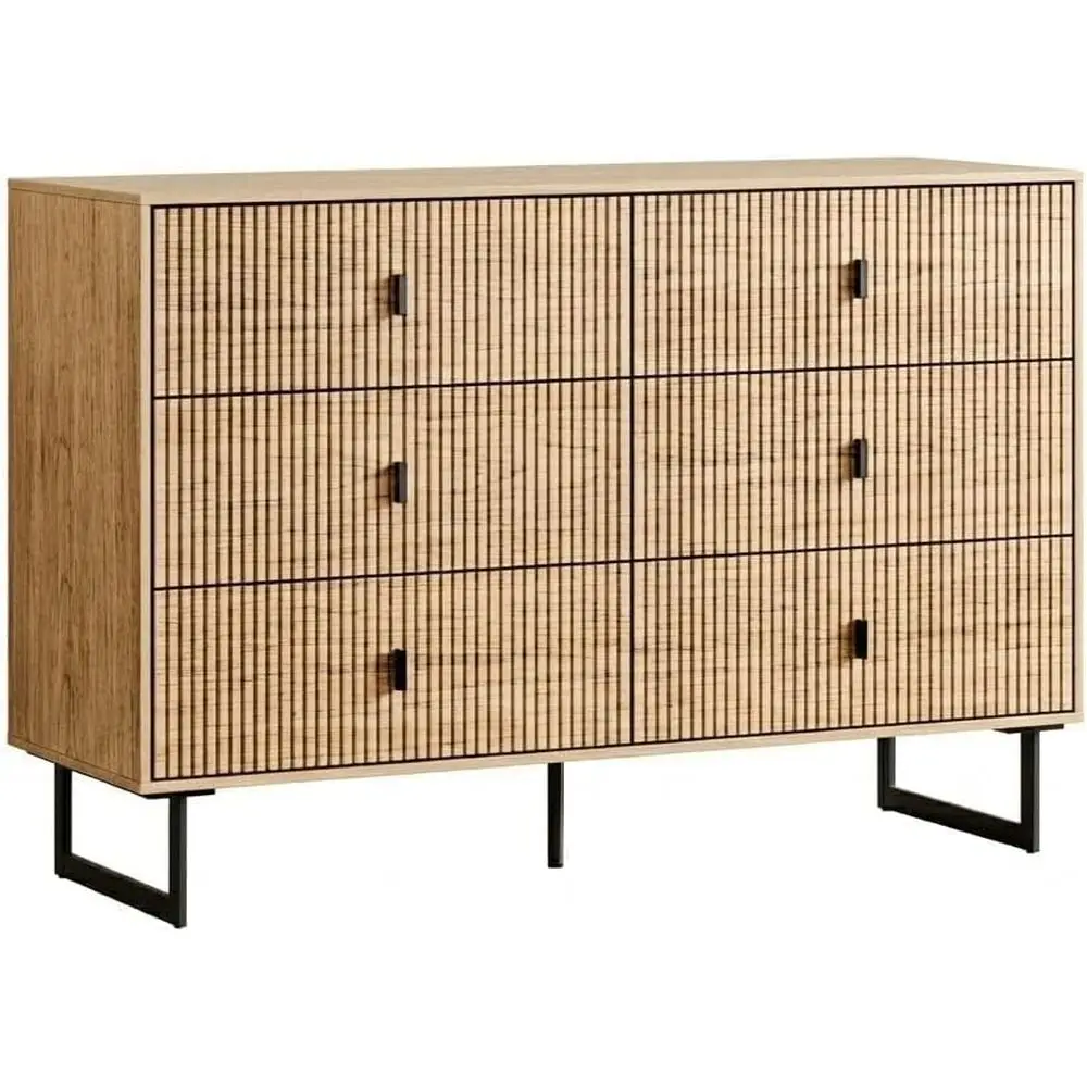 

6-Drawer Deep Storage Cabinet with Anti-Tip Feature, Suitable for Living Room, Bedroom, or Hallway, Made of Wood