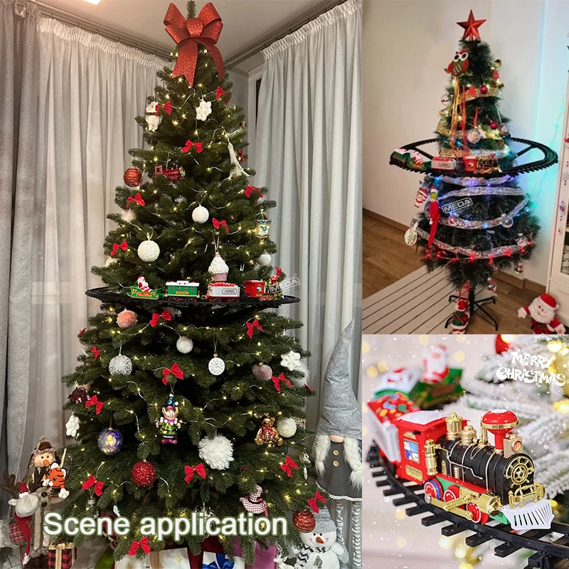 Kersttreinset voor de boomdecoratie Spoorframe Kersttrein Elektrisch speelgoed Spoorwegauto met geluid en licht Spoorauto Cadeau