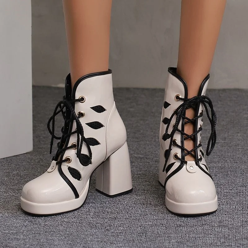 

ORCHA LISA 2025 Блоковые сетчатые ботильоны для женщин на шнуровке с круглым носком 5 см Дышащая обувь на платформе для свиданий Большие размеры 43-44