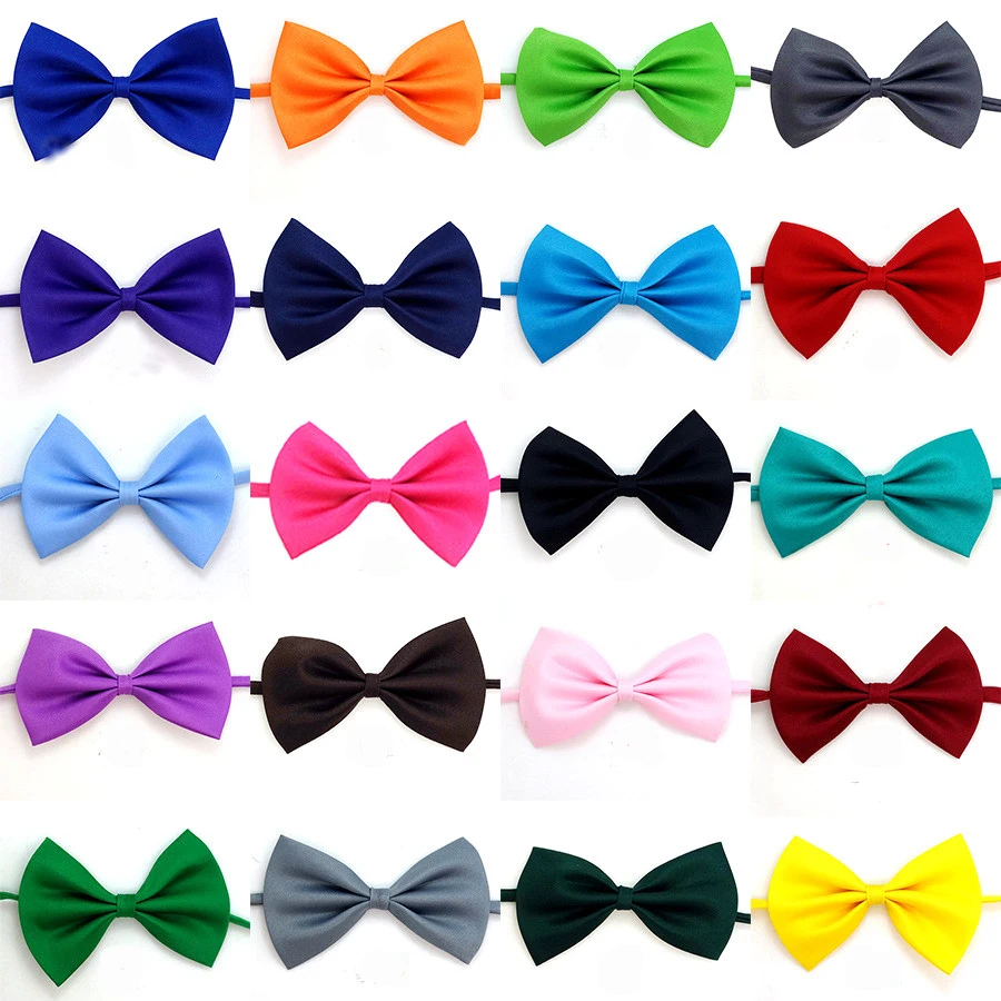 50/100 Solid Small Dog Cat Bow Tie Bulk Neck Tie Bowties For Dogs Pets Adjustable Kitten Pet Grooming Accessories Pet Supplies