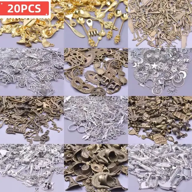 Mix nowe style Vintage słońce/księżyc/kapelusz/maska/nuty/nożyczki/pająk/narzędzia do naprawy/zawieszki sztućce do wyrobu biżuterii DIY