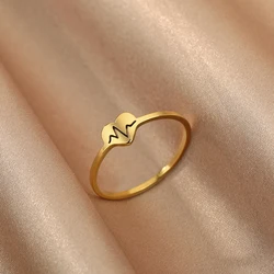 Kinitial Stainless Steel Medical Heartbeat Ring Women Statement Medical Jewelry Wedding Promise Finger Rings Nurse Gift
