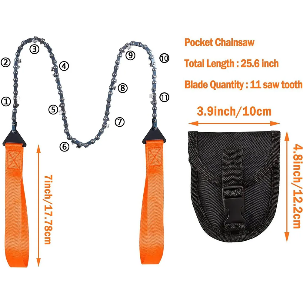 24 Inch Pocket Chain Rope Saw Portable Hand Saw With Sharp Teeth Blades for Survival Gear Camping Hunting Tree Cutting 2