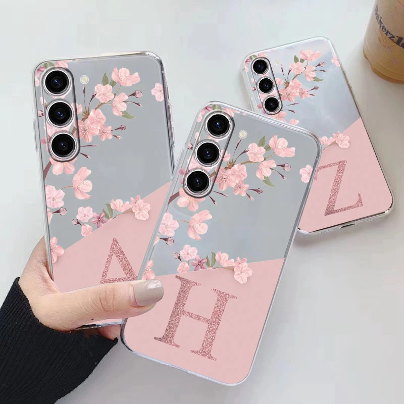 For Samsung Galaxy A35 5G Clear Letter Flowers Fashion Phone Cover Soft Silicone Fundas For Samsung A 35 Shell GalaxyA35 Capa