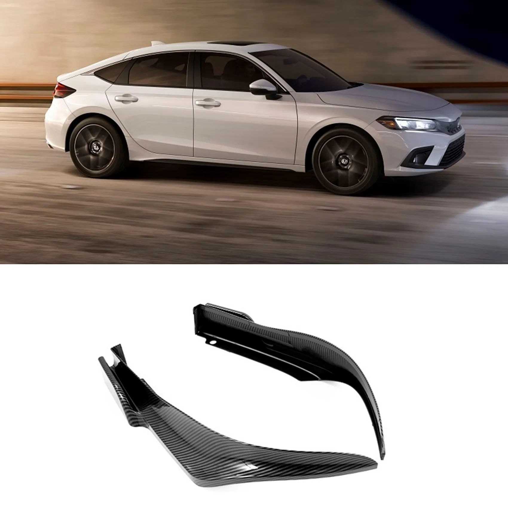 For Honda Civic 11Th 2022 Carbon Fiber Look Car Rear Bumper Lip Diffuser Splitter Canard Spoiler Protector