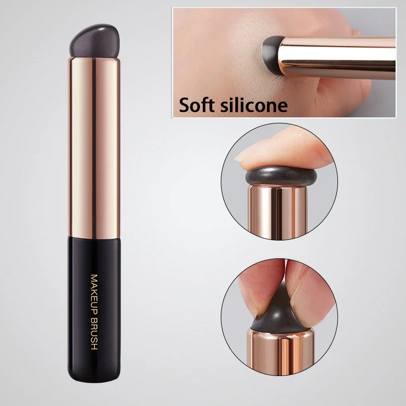 Soft Silicone Angular Corretivo Escova, Cabeça Redonda Portátil, Fingertips Q, Batom, Maquiagem, Cosméticos, Novo