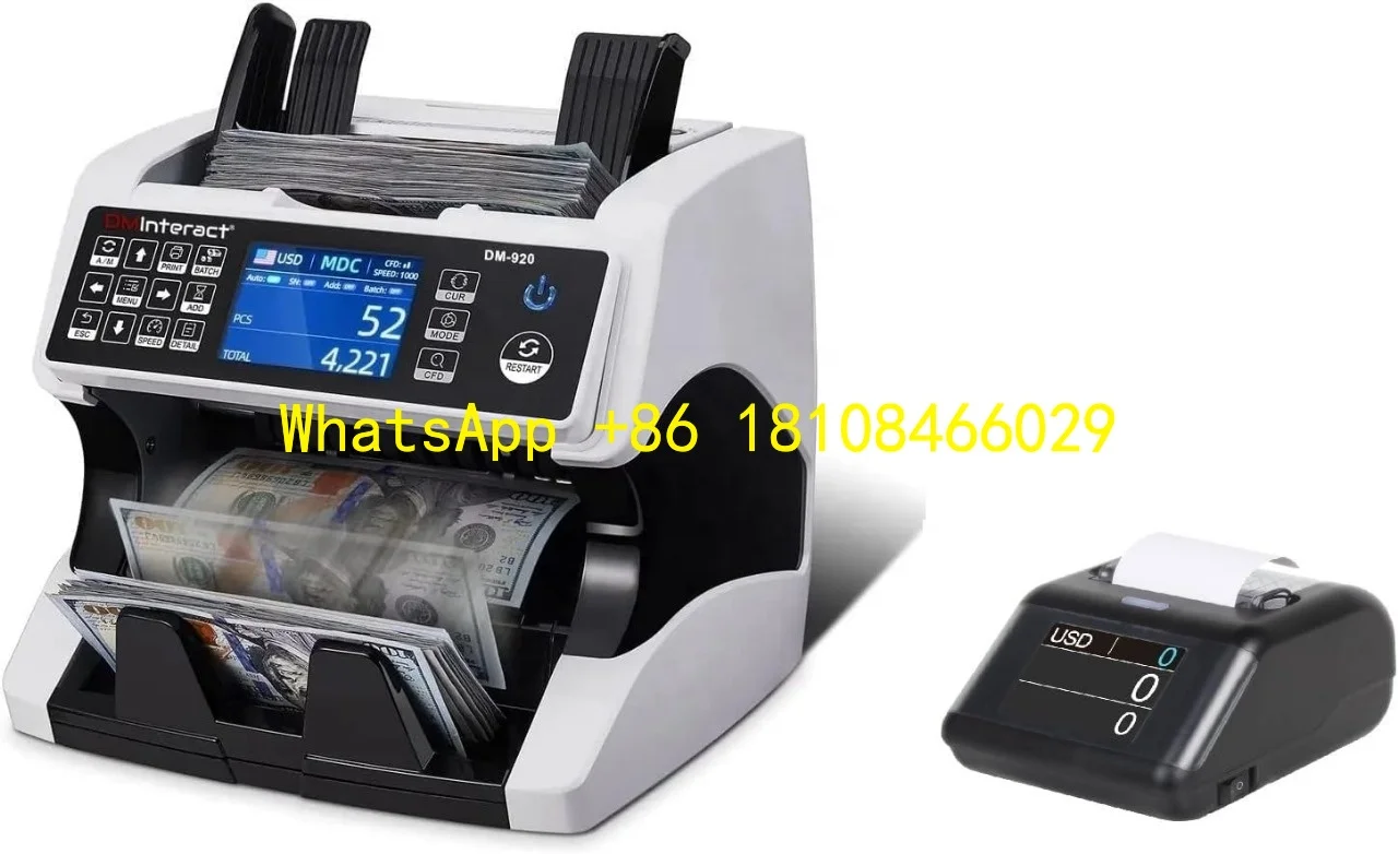 CIS Bill Counter Money Counter Currency Machine with Printer WT-920 Mixed Value TFT Display