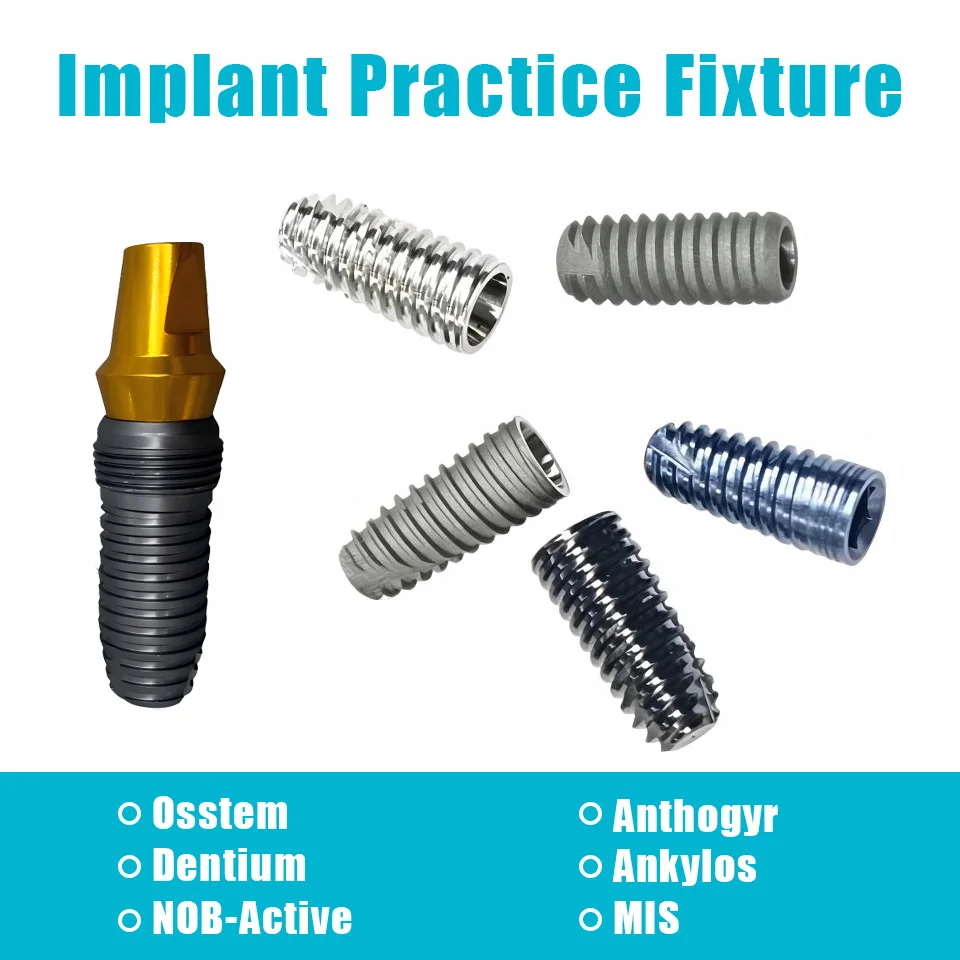 Dental Implant Fixture for Practice Titanium Model Compatible with Osstem/DEN/Nobel/Ankylos/MIS Dental Training Tool for Student