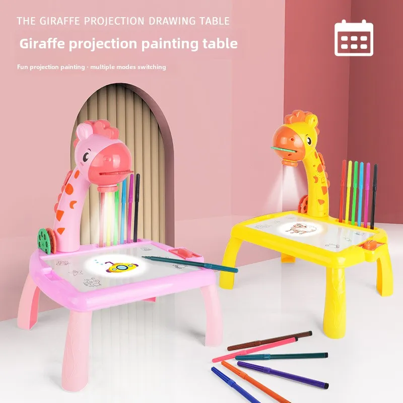 Children LED Projector Drawing Table Toy Painting Set Table Educational Board Learning Tools Painting Toys For Children