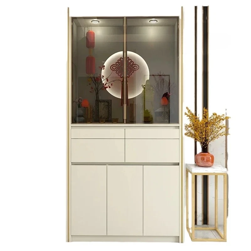 

Buddha statue offering table Modern light luxury offering table cabinet Living room Premium sense offering cabinet with door