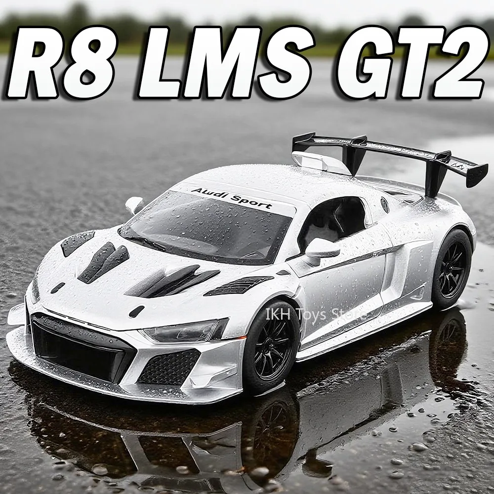 

1:24 R8 LMS GT2 GTR S15 Racing Car Toy Models Alloy Diecast Sound Light Doors Opened Pull Back Supercar Toys for Children Gifts