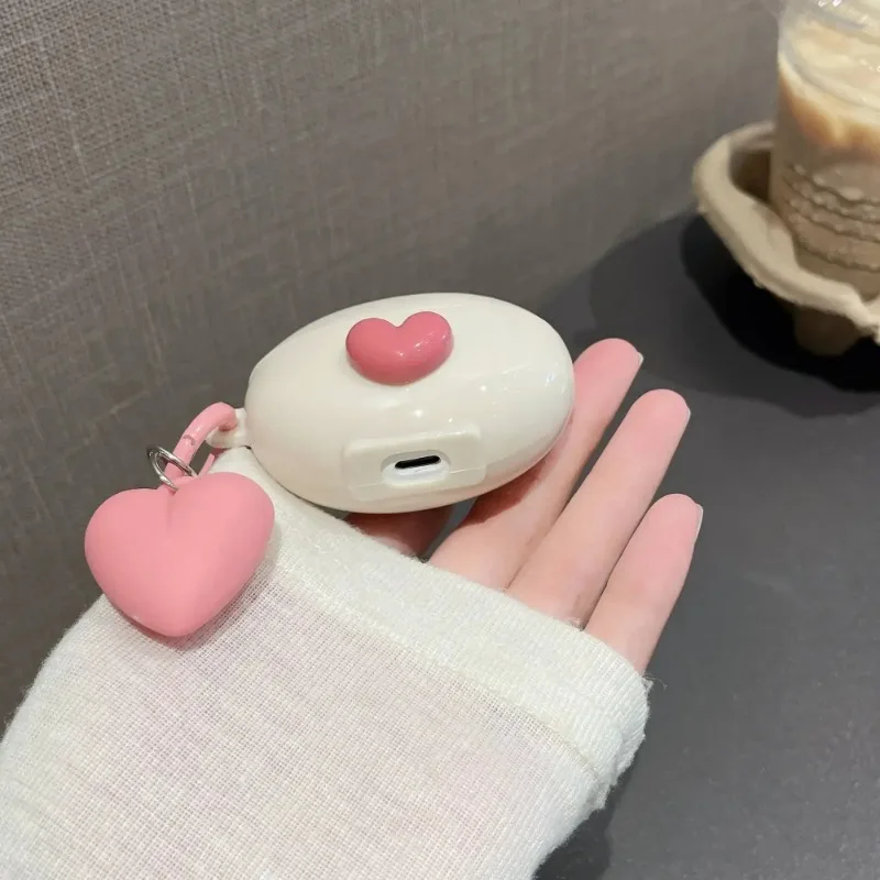 Kopfhörerhüllen mit Herzmuster für Huawei FreeBuds 6i 5i, Schutzhülle, Kopfhörerzubehör, Schutzhülle mit Armband