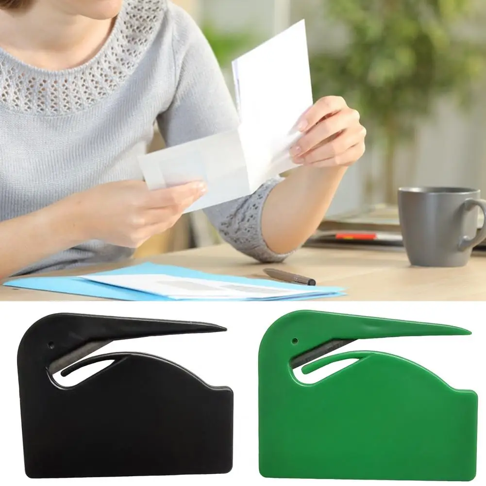 1PCS Safety Papers Cutter Box Opener with Hook Sharp Blade Plastic Handle Portable Letter Opener Envelope Cutter Unboxing Knife