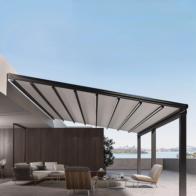 

Garden canopy Sun awning Electric folding canopy Intelligent telescopic canopy Outdoor sun protection Aluminum alloy