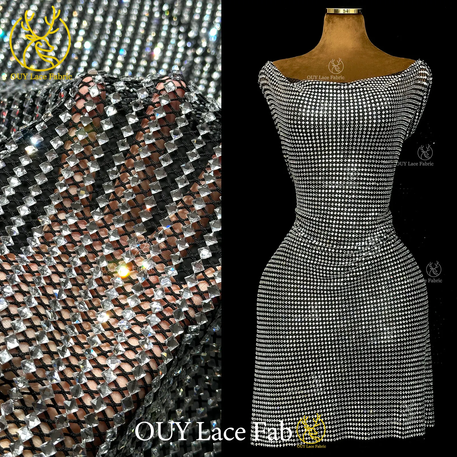 

High End Nigerian Glass Rhinestone Mesh Fabric 2026 Royal African French Rhinestone Crystal Lace For Party Evening Dress DIY Sew