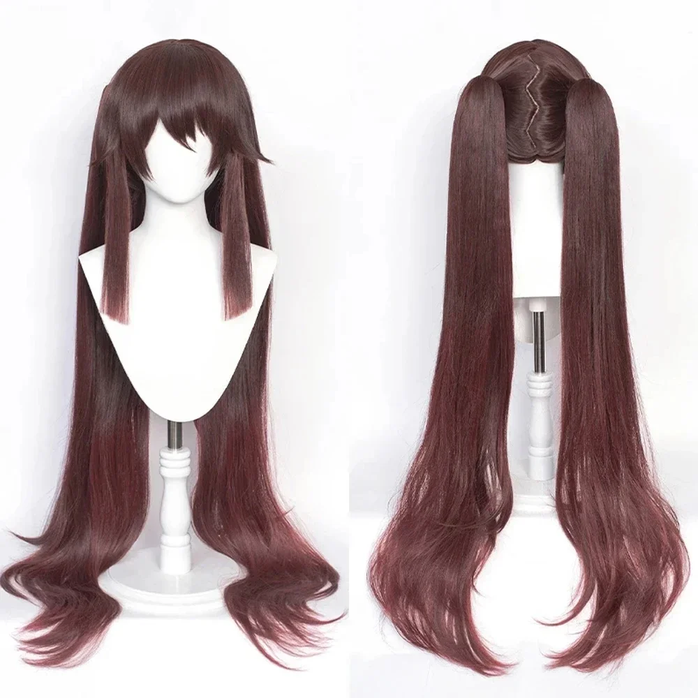 RANYU Wig sintetis wanita, Wig rambut palsu panjang lurus coklat permainan Cosplay Anime untuk pesta